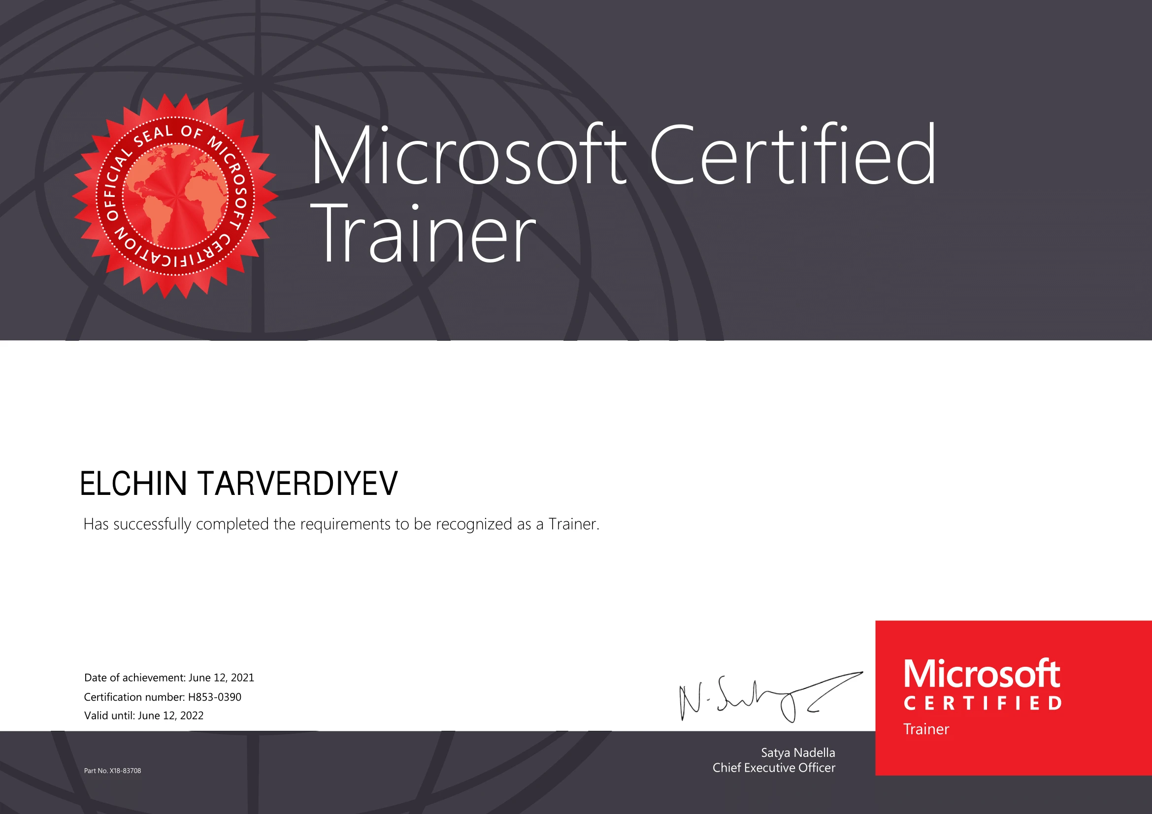 Mərkəzimizin daha iki təlimçisi Microsoft Certified Trainer (MCT) statusu qazandı